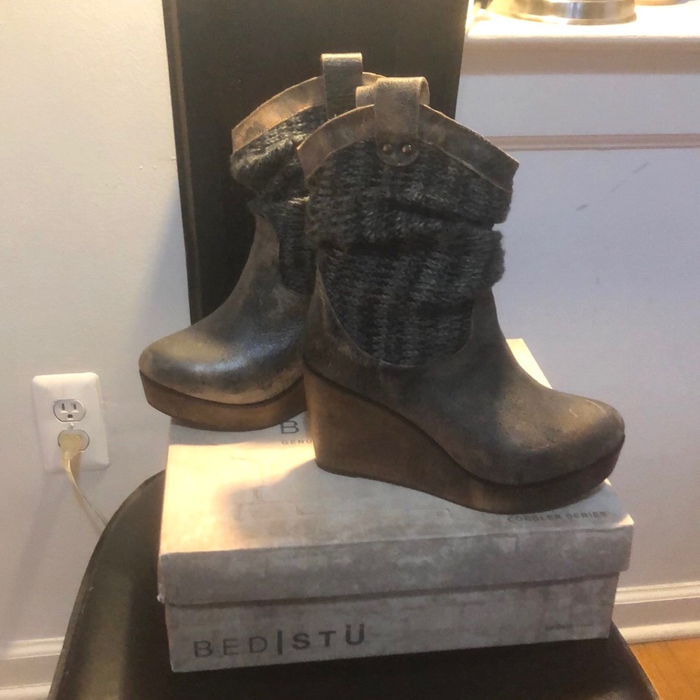 Bed Stu wood wedge boots